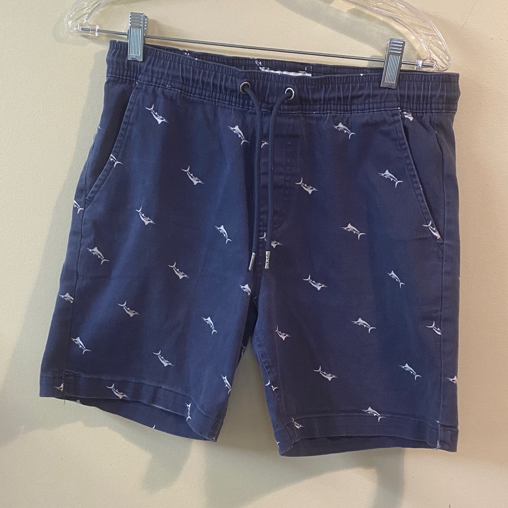 Navy Shark Print Kids Shorts M